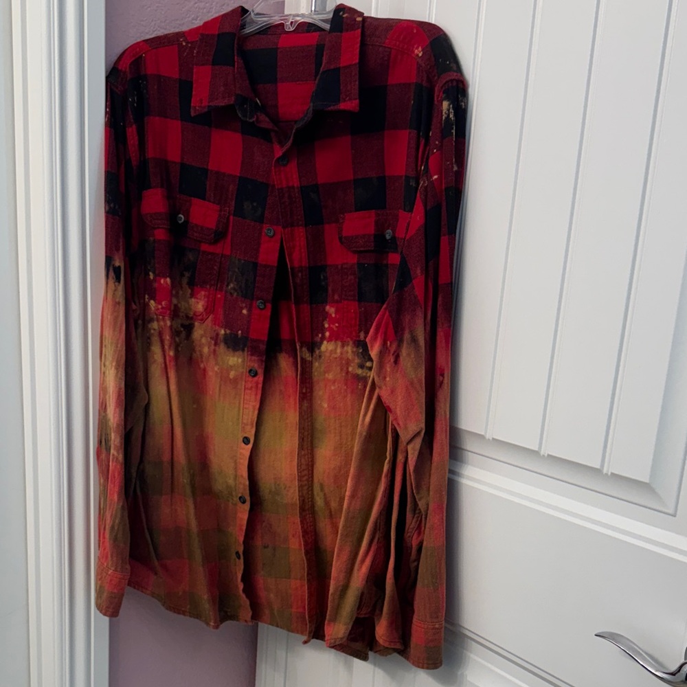 Plaid Button Down Shirt - Red and Black